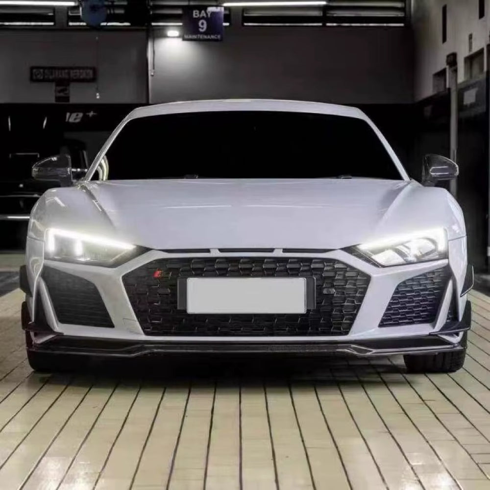 For Audi R8 P-Style Carbon Fiber Front Lip Side Skirts Rear Lip Spoiler Wind Knife Exterior Body Kit