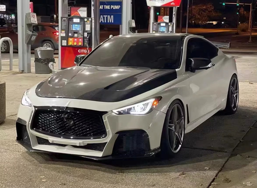 For Infiniti Q60 Q60S CV37 Ct Style Carbon Hood Vented Hood Q60 Engine Cover
