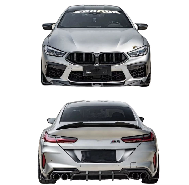 SQ Style Dry Carbon Fiber Body Kit for BMW M8 Front Lip Rear Diffuse Spoiler Hood