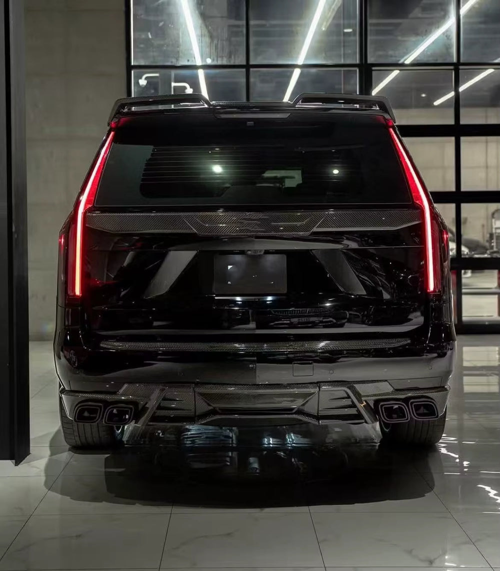LD Style Carbon Fiber Body Kit for Cadillac Escalade - Front Lip, Rear Diffuser, Spoiler, Hood Grill, and Wide Body Components