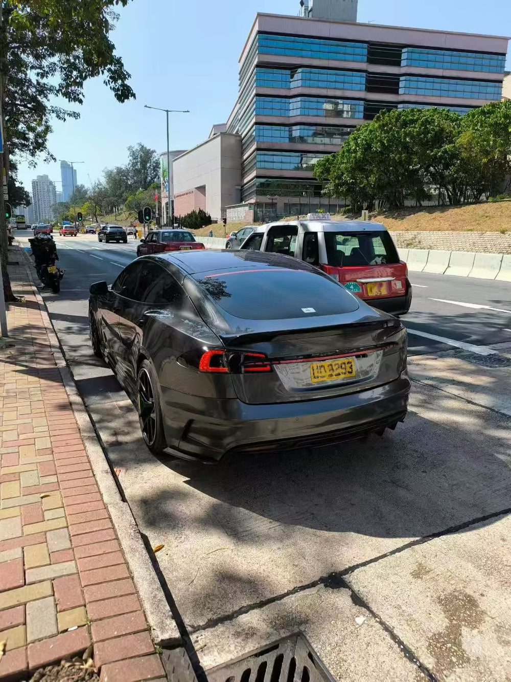 PD Style Front and Rear Bumpers Hood Diffuser Spoiler Bodykit Abs Material for Tesla Model S Body Kit