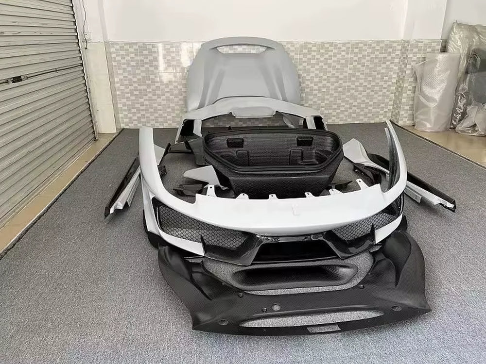 High-Quality Dry Carbon Fiber P-Style Body Kit for 488Gtb/Spider Front and Rear Bumper Diffuser Spoiler Hood