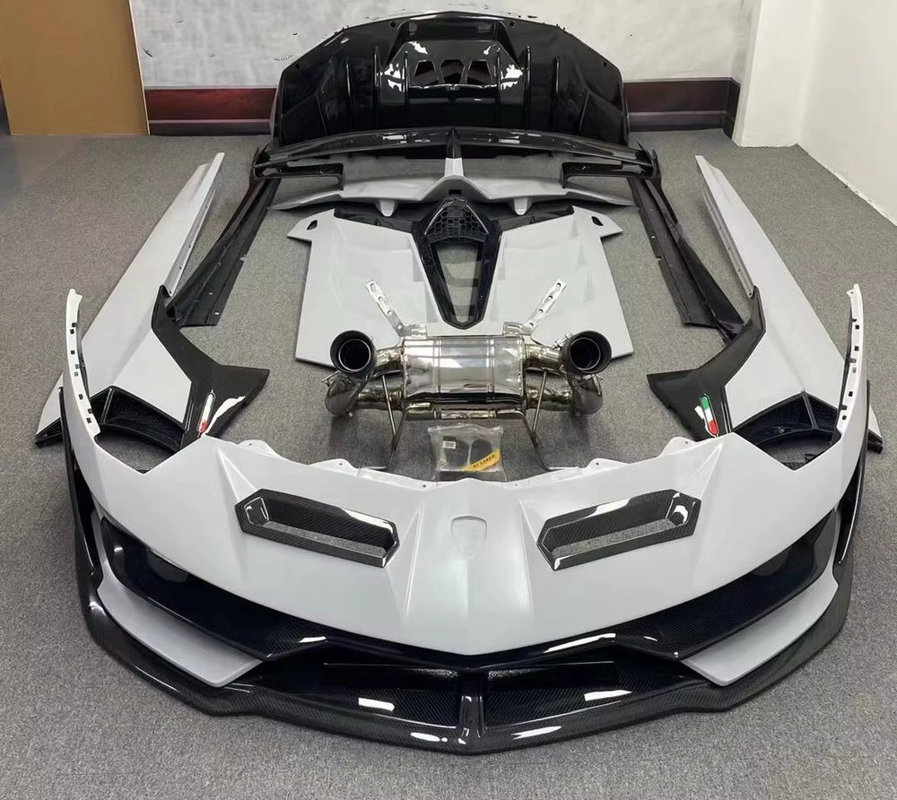 SVJ Style Carbon Fiber Body Kit for Lamborghini Aventador Front and Rear Bumper Diffuser Spoiler Body Kit