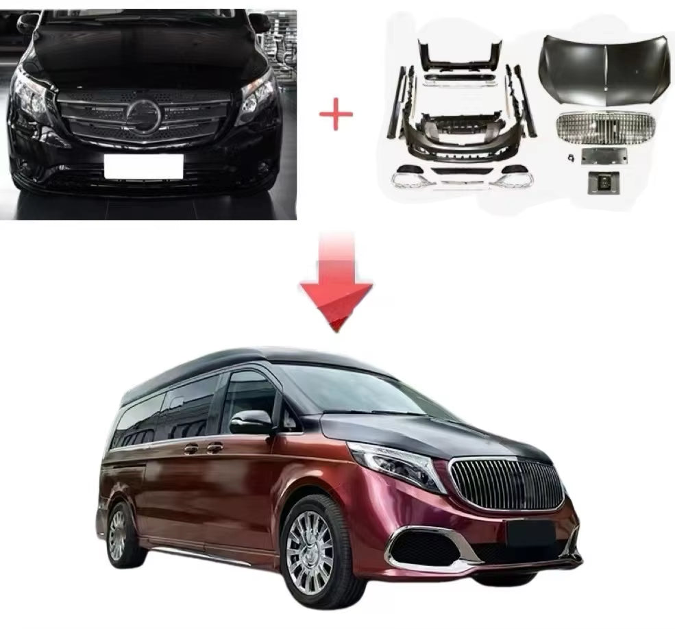 Upgrade 2021 Maybach Body Kit for Mercedes-Benz V Class VITO W446 W447 V260 Facelift Front Rear Bumper Hood