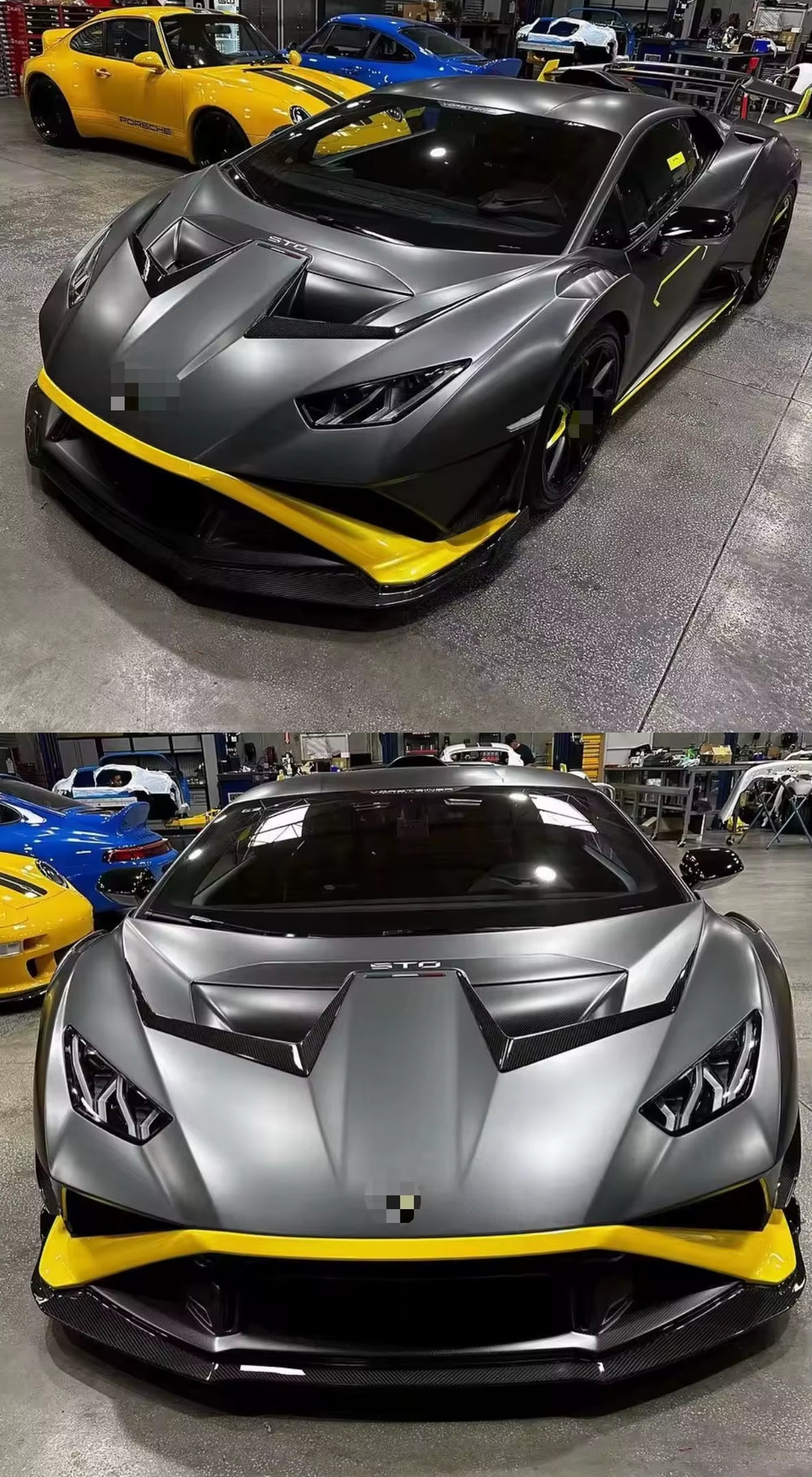 V-Style Dry Carbon Fiber Body Kit for Lamborghini Huracan STO Front Lip Side Skirt Rear Diffuser Vents