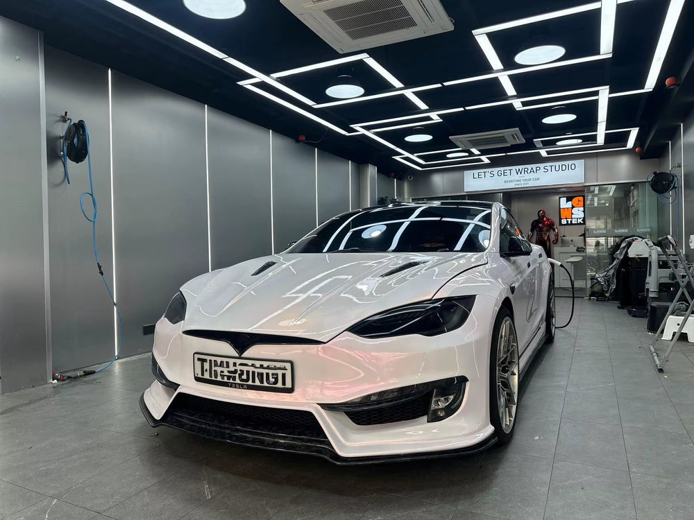 PD Style Front and Rear Bumpers Hood Diffuser Spoiler Bodykit Abs Material for Tesla Model S Body Kit