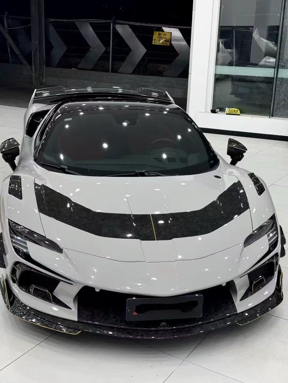 For Ferrari SF90 Upgrade MS Style Dry Carbon Fiber Front and Rear Bumpers Side Skirts Spoiler Hood Body Kit