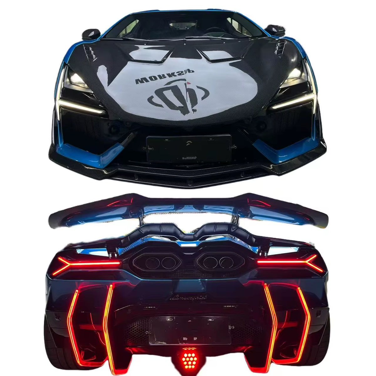 Dk Style Dry Carbon Fiber Body Kit for Lamborghini Revuelto Front Lip Skirt Rear Diffuser Spoiler Hood