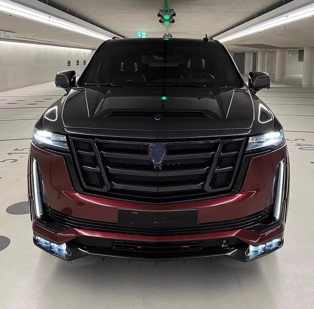 LD Style Carbon Fiber Wide Body Kit for Cadillac Escalade 2020-2025 Front Spoiler Lip Rear Diffuser Hood Grill