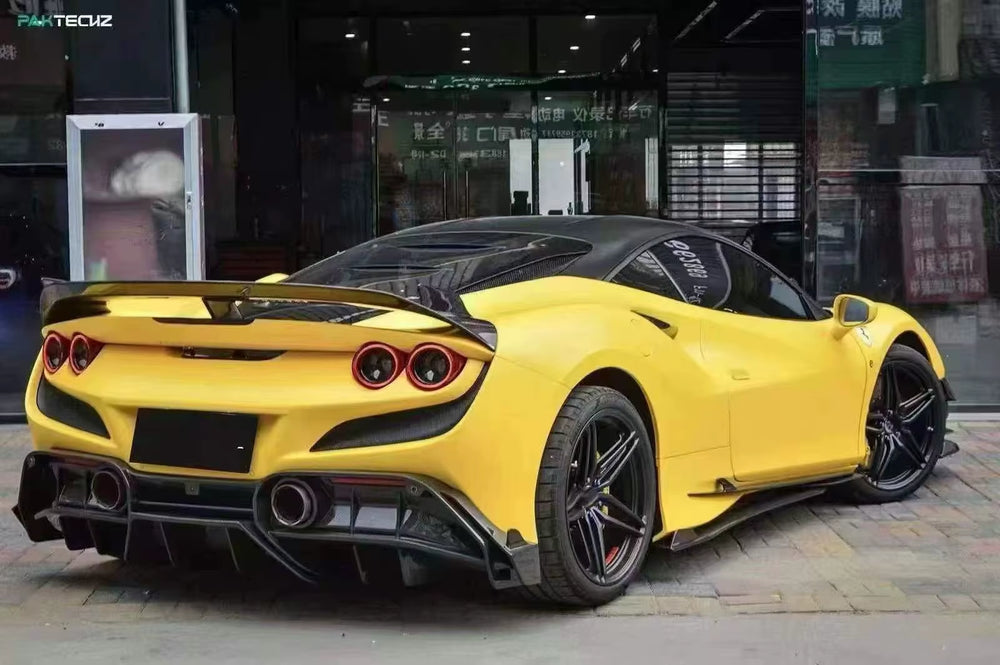 High Quality Dry Carbon Fiber PK Style Body Kit for Ferrari F8 Front Lip Skirt Rear Diffuser Spoiler Hood Body Kit