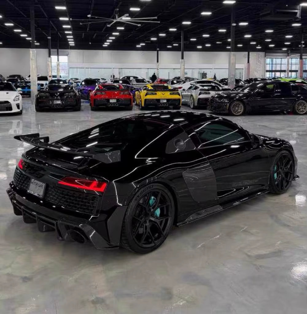 For Audi R8 P-Style Carbon Fiber Front Lip Side Skirts Rear Lip Spoiler Wind Knife Exterior Body Kit