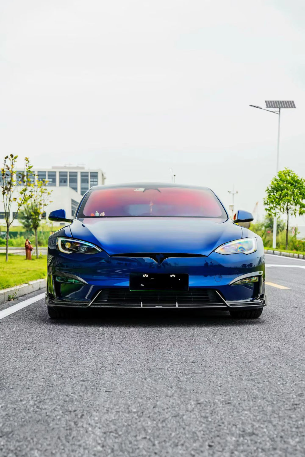 For Tesla Model S Upgrade CT Style Carbon Fiber Bumper Front Lip Rear Diffuser Rear Spoiler Side Skirts Accessories