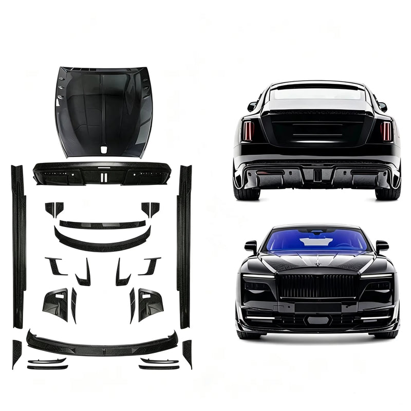 Car Bumpers MS Style Dry Carbon Fiber Material Body Kit for ROLLS-ROYCE SPECTRE 2022+ Front Lip Skirt Rear Diffuser Spoiler Hood