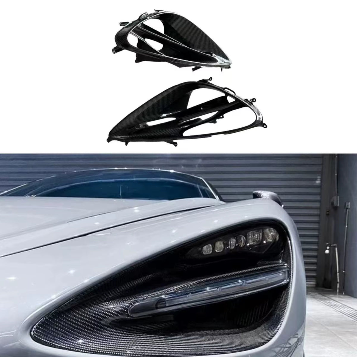 For Mclaren 720S OEM Original Dry Carbon Fiber Lampshade Headlight Decoration Accessories