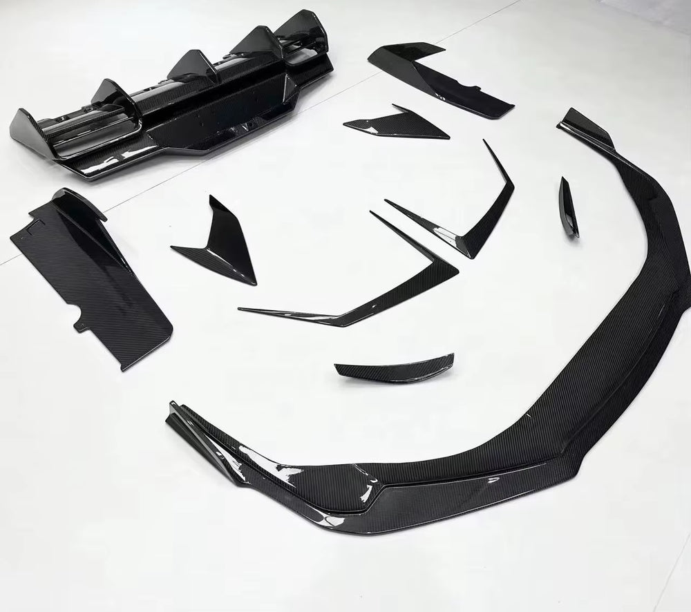 For Lamborghini Huracan STO Upgrade V-Style Dry Carbon Fiber Front Lip Side Skirt Rear Diffuser Vents Body Kit