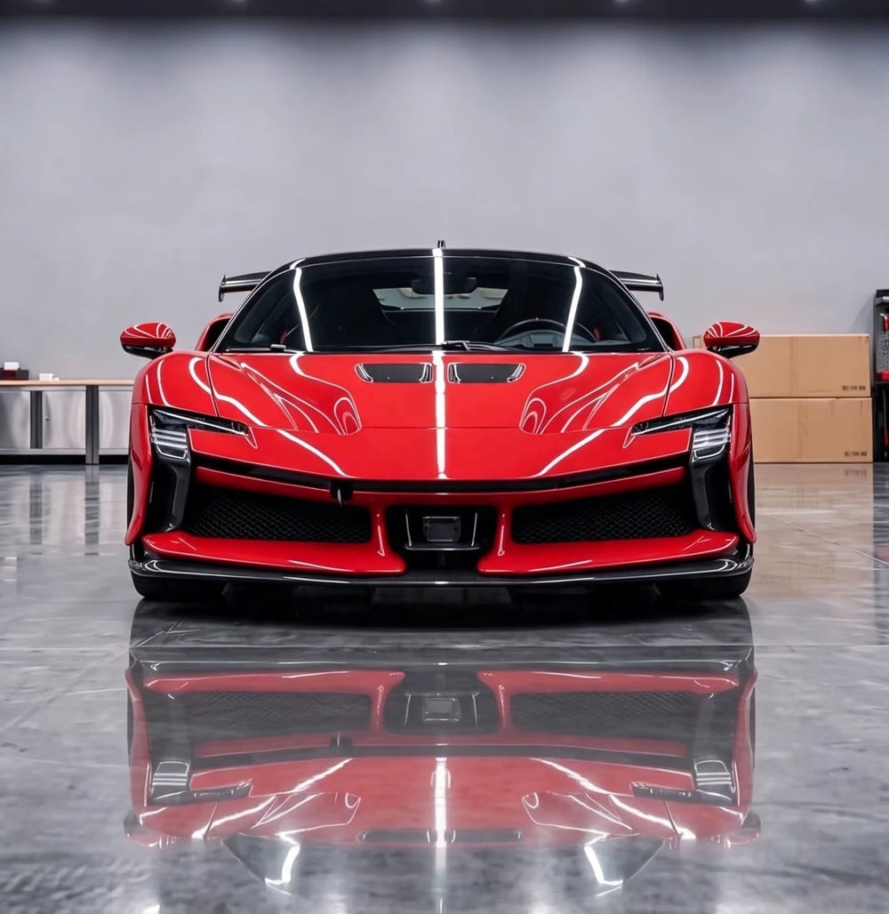 New 2019- for SF90 Upgrade SF90 XX Dry Carbon Fiber Bodykit Car Bumper Front Lip Side Skirts Rear Diffuser Full Set