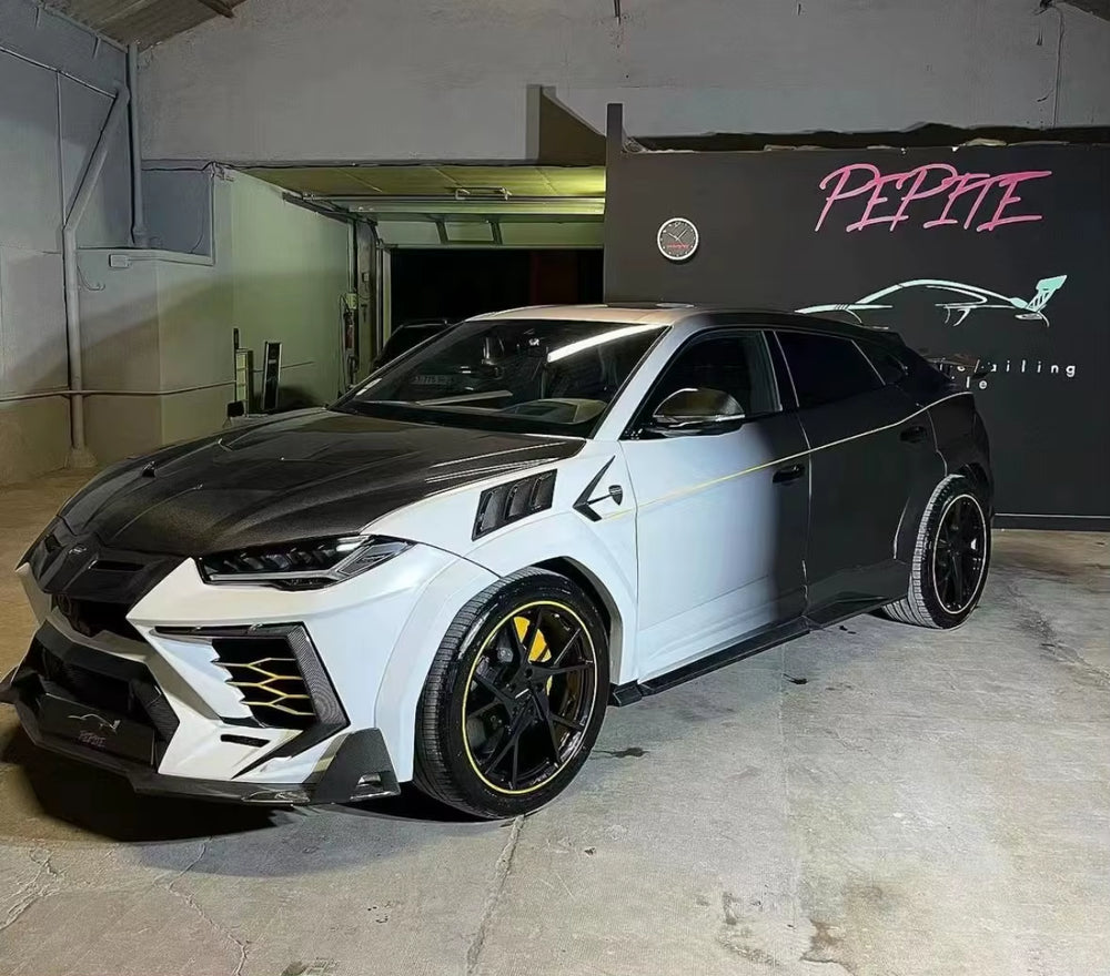 Msy Style Semi- Carbon Fiber Front Bumper Side Skirt Rear Diffuser Rear Spoiler Hood for Lamborghini Urus Body Kit