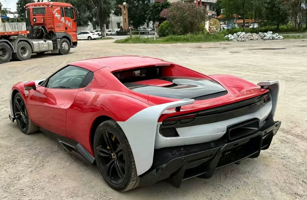 For Ferrari 296 GTB Upgrade Sp Style Dry Carbon Fiber Body Kit Front and Rear Bumpers Engine Hood