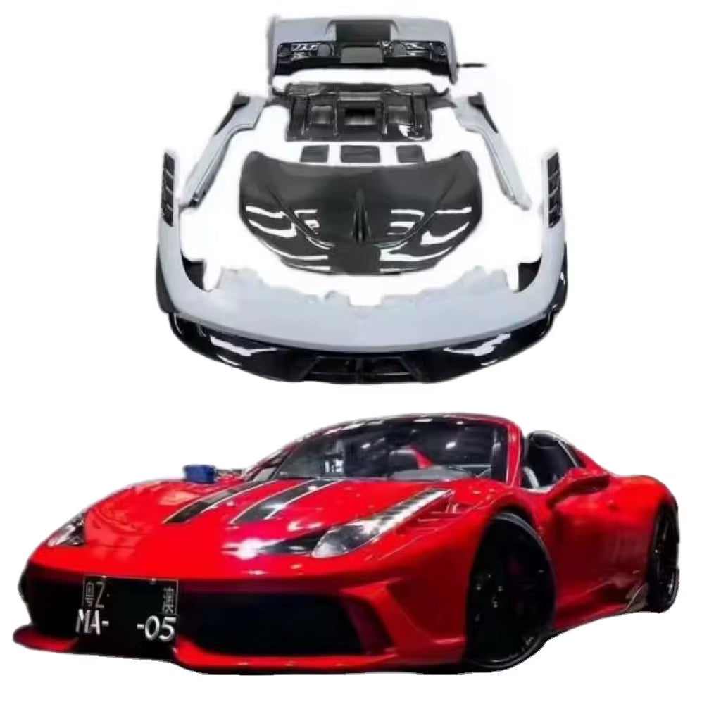 SP Style Front Rear Bumper Spoiler Wing Exhaust Hood for Ferrari 458 Upgrade Carbon Fiber Body Kit