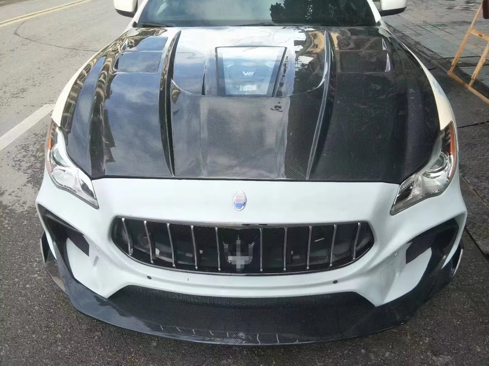 Transparent Glass Style Carbon Fiber Hood for Maserati Quattroporte 2013-2018 Body Kit