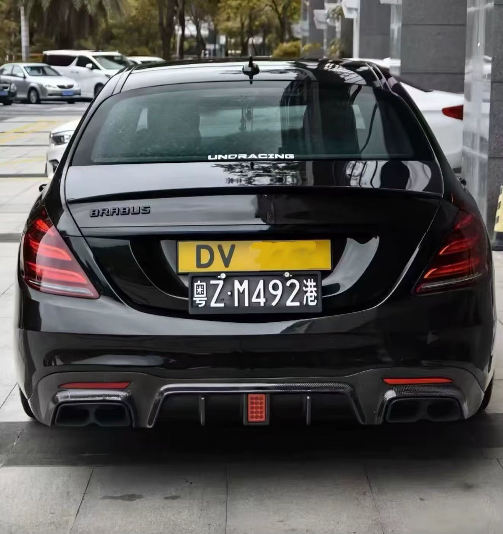 For Mercedes-Benz S-Class W222 S63 S65 Brbs Style Carbon Fiber Front Lip Tuyere Rear Diffuser Spoiler Body Kit
