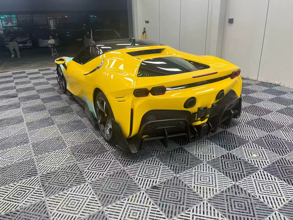 For Ferrari SF90 Msy-Style Dry Carbon Fiber Front Lip Skirt Rear Diffuser Spoiler Body Kit for Ferrari SF90