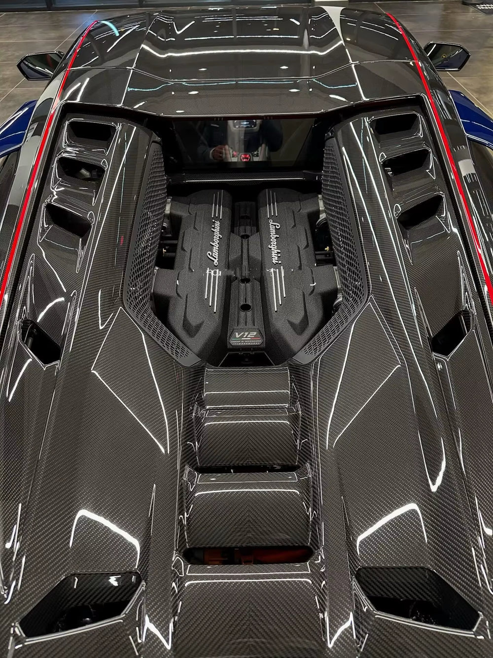 For Lamborghini Revuelto OEM Style Dry Carbon Fiber Front Lip Skirt Rear Diffuser Spoiler Hood Body Kit