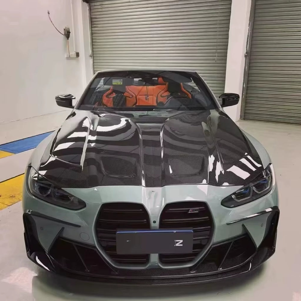 Pk Style High Quality Dry Carbon Fiber Body Kit for BMW M3 M4 G80 G82 Front Lip Skirt Rear Diffuser Spoiler Hood Body Kit