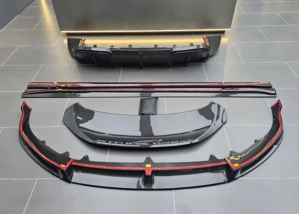 For Audi E-TRON GT 2020-2024 Dry Carbon Fiber Front Lip Side Skirt and Rear Diffuser Spoiler Body Kit
