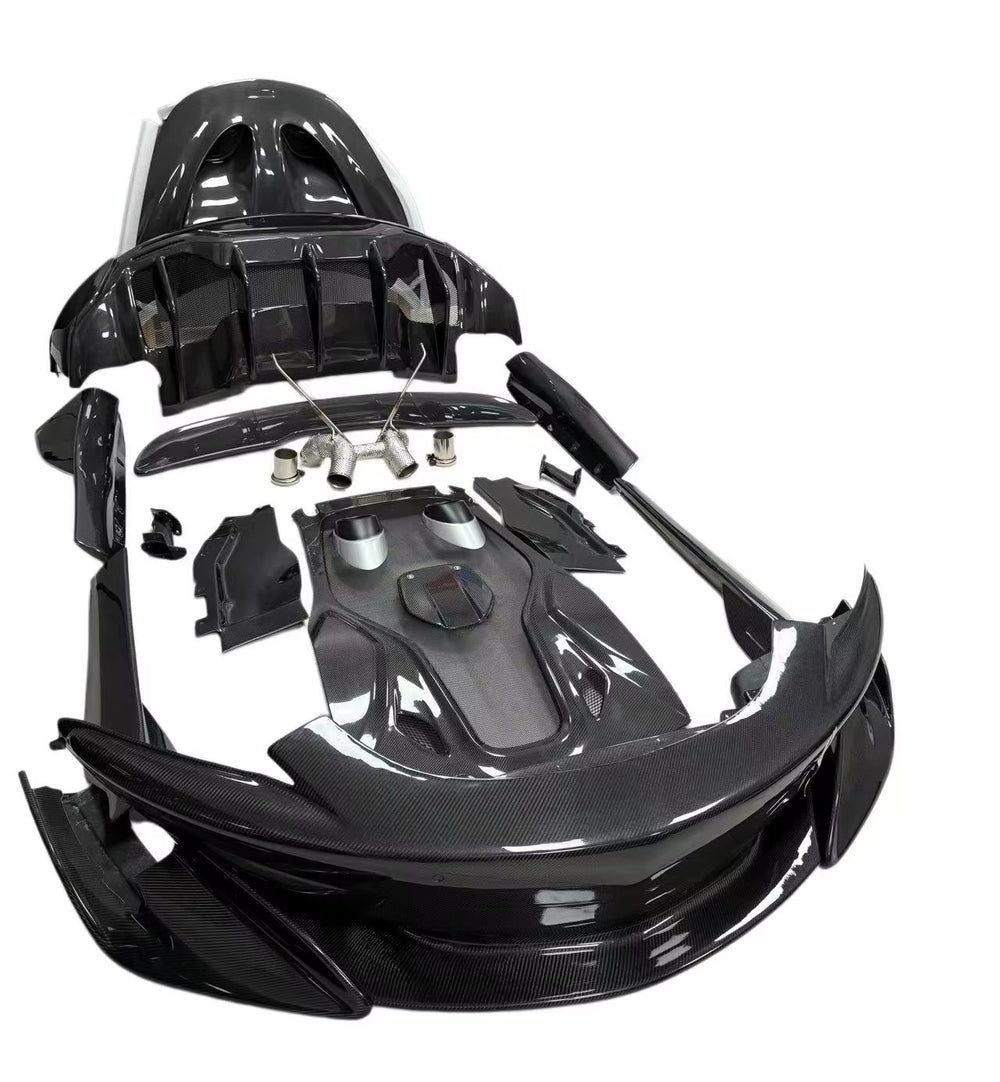 600LT Style Carbon Fibre Body Kit Bumper Spoiler Diffuser Side Skirts Hood Exhaust for Mclaren 540C 570S 570GT