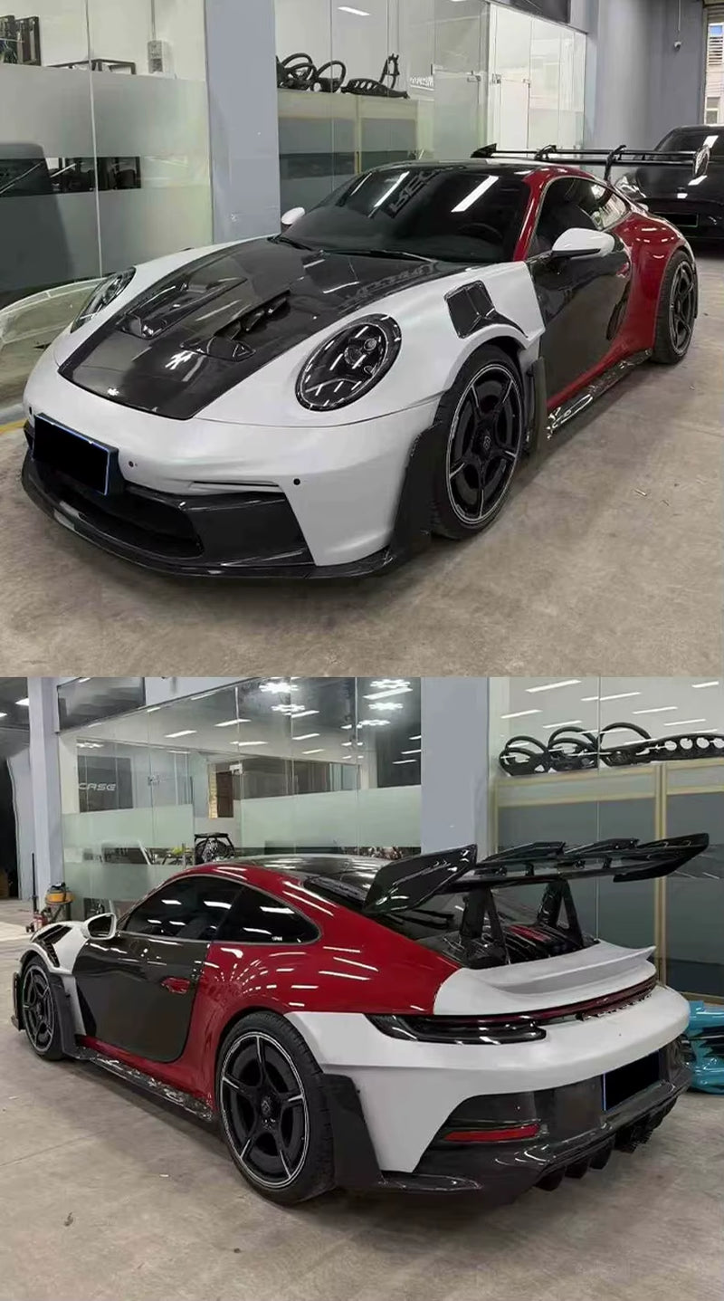High Quality Dry Carbon Fiber GT3RS Style Body Kit for Porsche 911 992 Front and Rear Bumper Spoiler Hood Wide Body Kit