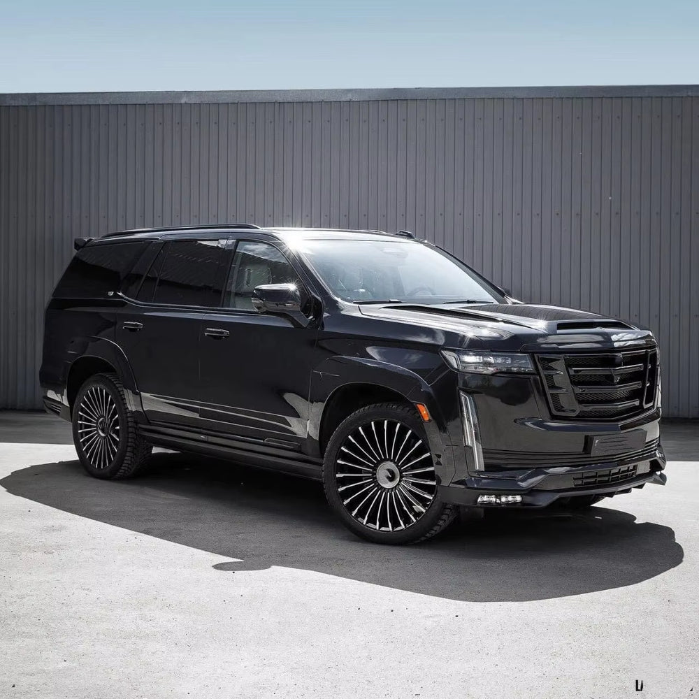 For Cadillac Escalade Upgrade LD Style Carbon Fiber Front Lip Rear Diffuser Spoiler Grill Hood Wide Body Kit