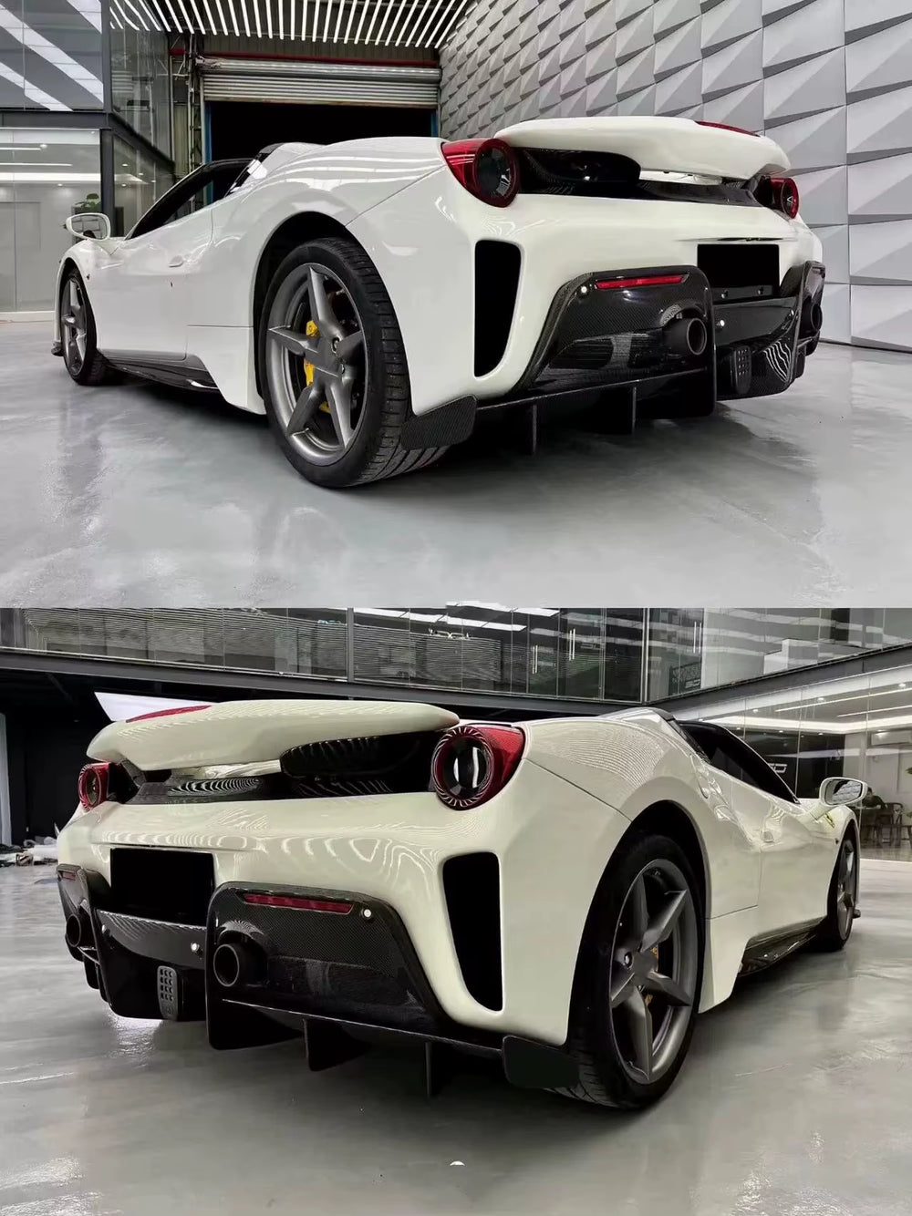 High-Quality Dry Carbon Fiber P-Style Body Kit for 488Gtb/Spider Front and Rear Bumper Diffuser Spoiler Hood