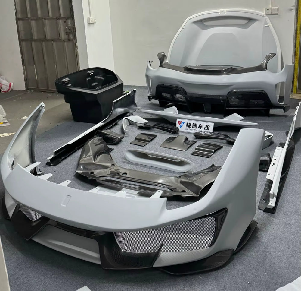 Carbon Fiber Body Kit for 488 Upgrade Pista Style Front and Rear Bumper Diffuser Spoiler