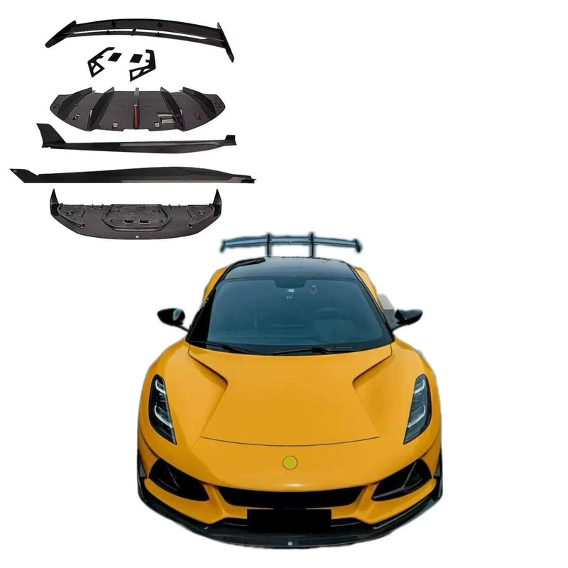 For Lotus Emira Upgrade Aene-Style Dry Carbon Fiber Front Lip Side Skirts Rear Diffuser Rear Spoiler Body Kit